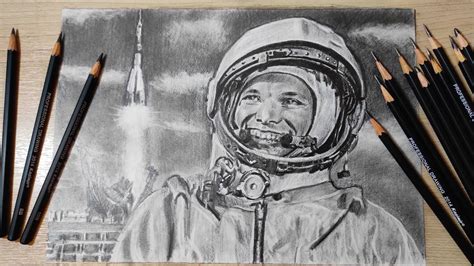 Человек-Легенда, Юрий Гагарин/рисунок/портрет/Yuri Gagarin - YouTube