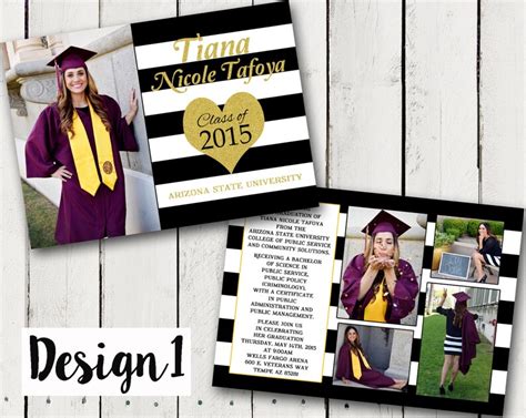 2 Sided Girl Photo Graduation Announcements Etsy