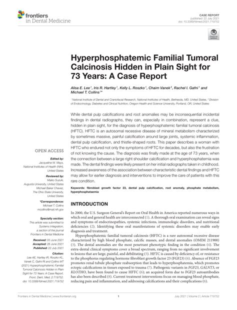 PDF Hyperphosphatemic Familial Tumoral Calcinosis Hidden In Plain