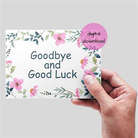 Goodbye And Good Luck Printable Card Digital Retirementfarewellmoving Card To Print At Home