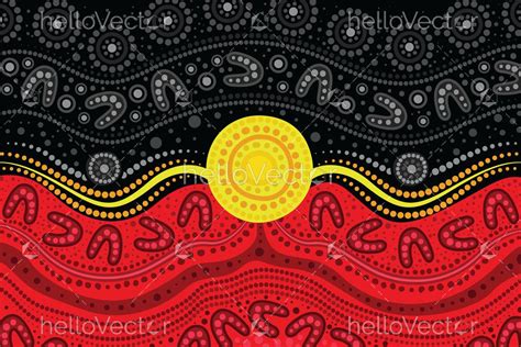 Aboriginal flag colors in a dot painting of aboriginal tradition ...