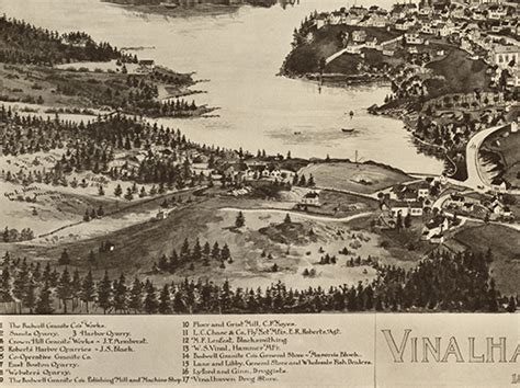 Vinalhaven Maine In 1893 Birds Eye View Map Aerial Panorama