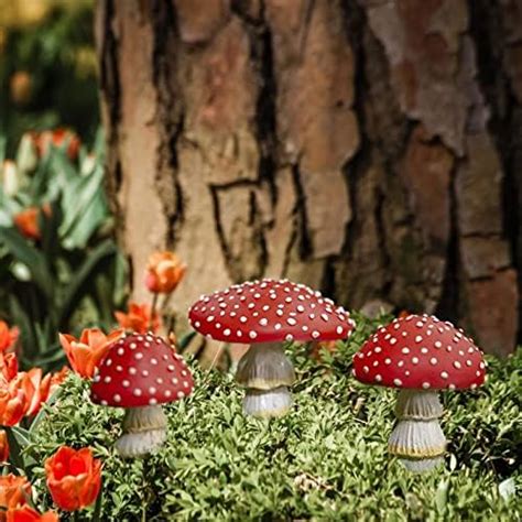 Gartendeko für Draußen 3 Stück Leuchtende Pilze Miniatur Gartendeko