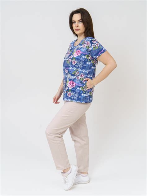 Футболка женская с карманами джинс/розы оптом от производителя Иваново