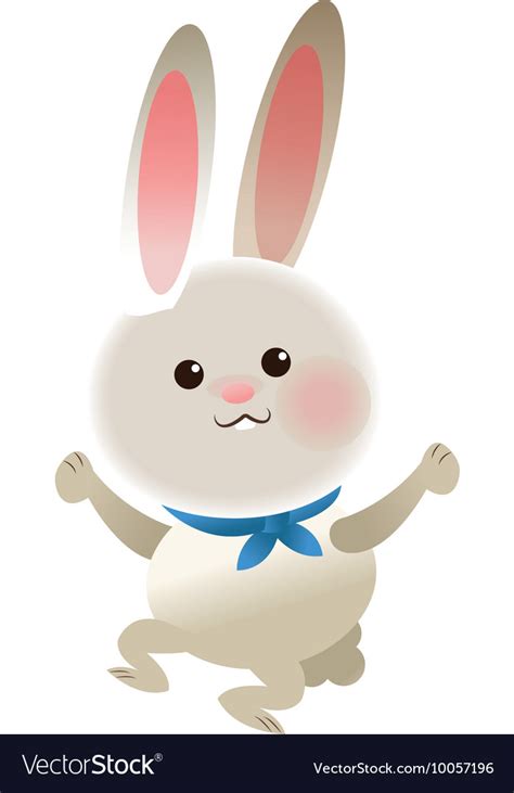 Rabbit with blue ribbon cartoon icon Royalty Free Vector
