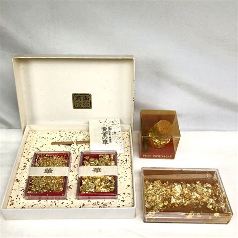 0823c 金沢特産 伝統工芸 黄金の華 かなざわ純金箔 美術工芸品金沢 金銀箔工芸さくだお料理や和菓子に活用可金製｜売買された