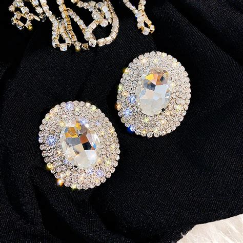 FYUAN boucles d oreilles géométriques en strass pour femmes