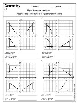 Grade 8 Geometry Rigid Transformation Sequences Worksheets 8 G 2