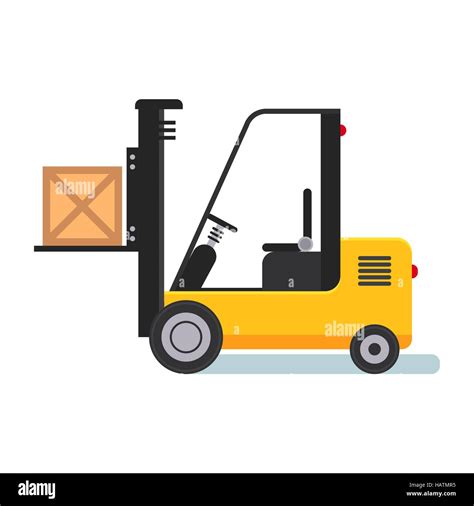 Forklift In Warehouse Flat Styled Vector Illustration Stock Vector