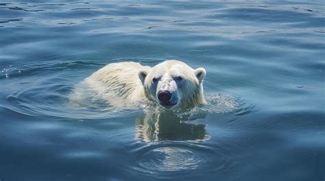 Premium Ai Image A Polar Bear Swimming In The Arctic Ocean