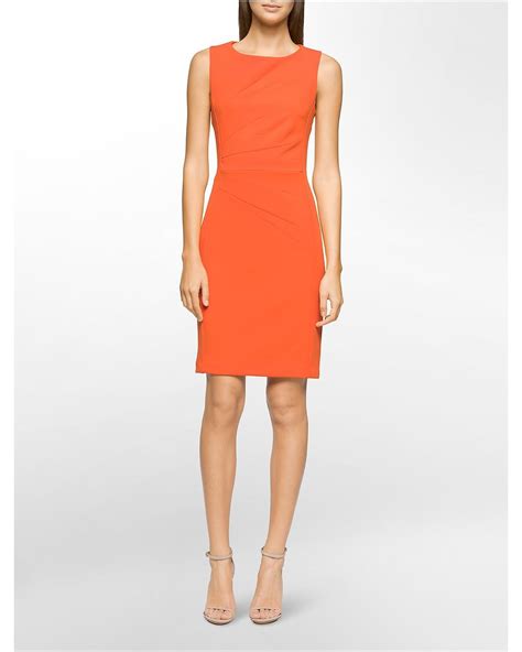 Calvin Klein Starburst Sheath Dress In Orange Lyst