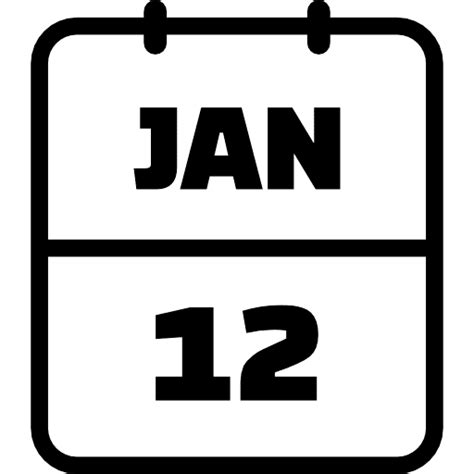 Calendar January 12 icon PNG and SVG Vector Free Download