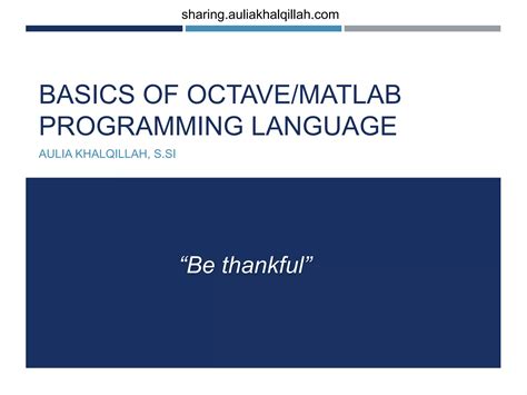 Basic Of Octave Matlab Programming Language Ppt