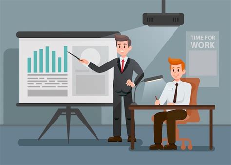 Premium Vector Man Giving Presentation Flat Cartoon Illustration