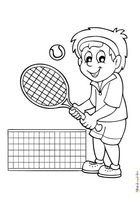 Coloriage tennis 04 Un dessin à imprimer de Tête à modeler