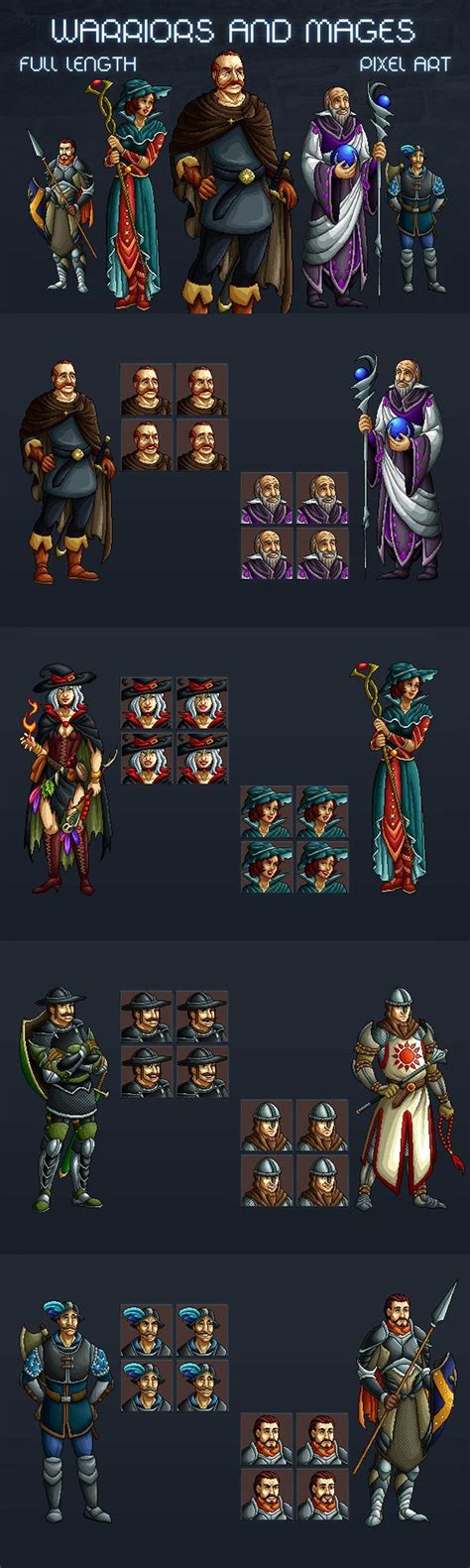 Warrior And Magician Pixel Art Character Pack Craftpix Net Pixel