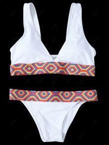 Straps Tribal Print Bikini In White L Zaful