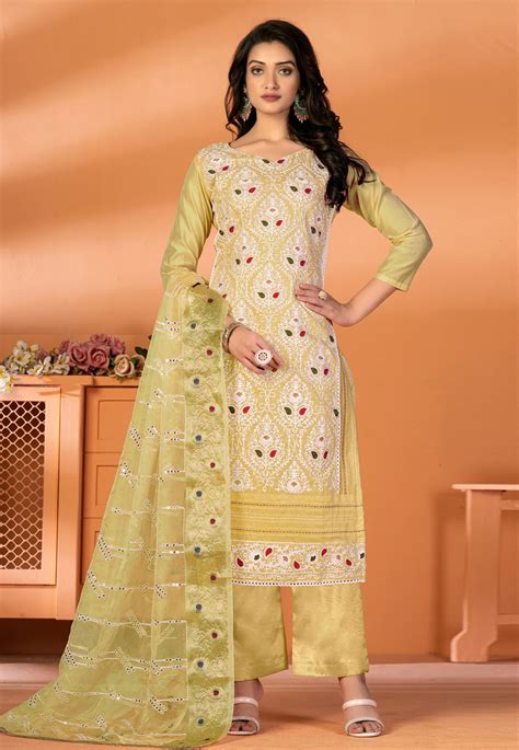 Yellow Silk Palazzo Suit 270189