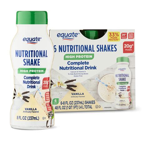 Equate High Protein Nutritional Shakes, Vanilla, 8 oz, 6 Count ...