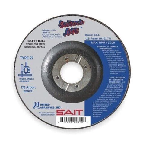 United Abrasives Sait Abrasive Cut Off Wheel T In In