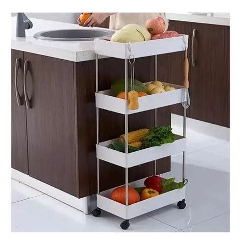 Ripley ESTANTE ORGANIZADOR BAÑO COCINA CON RUEDAS 4 NIVELES