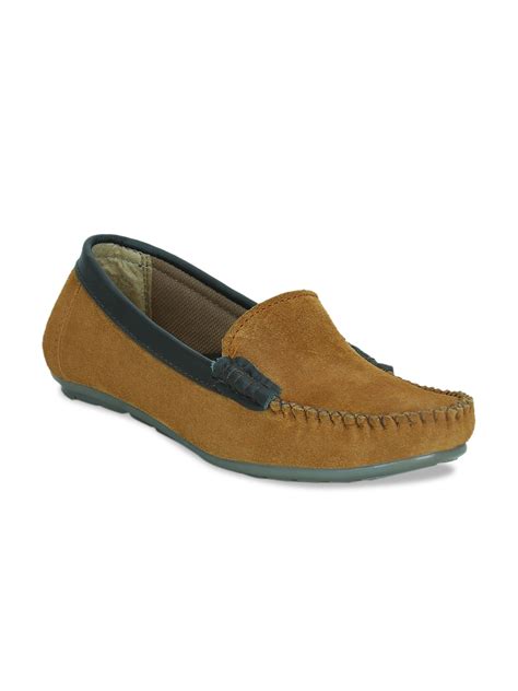 Buy Get Glamr Women Tan Brown Suede Loafers Casual Shoes For Women 9238223 Myntra