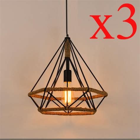 UNI Lot de 3 Suspension Rétro Vintage Plafonnier Lustre Lampe Luminaire