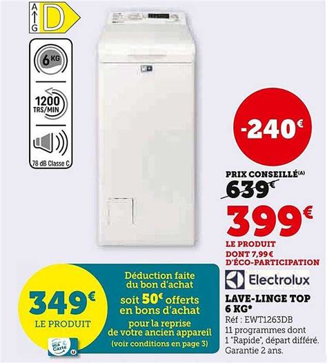 Promo Lave Linge Top Kg Electrolux Chez Super U Icatalogue Fr