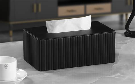 MEIBOOCH Tissue Box Cover Stylish PU Leather Rectangular Tissue Box