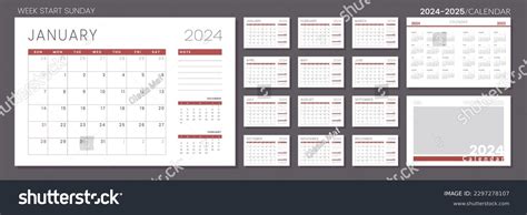 2024 2025 Calendar Planner Template Vector Stock Vector (Royalty Free ...