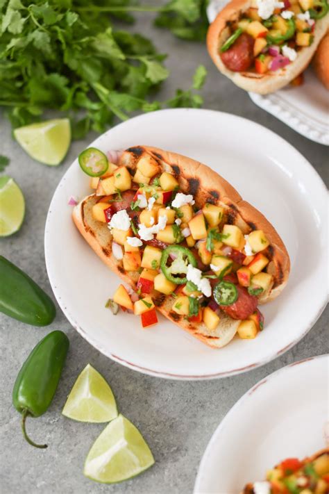 Grilled Hot Dogs With Peach Jalapeño Salsa Domesticate Me Recipe