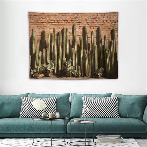 Canflashion Cartoon Desert Cactus Tapestry Wild Mountain Cactus Plant