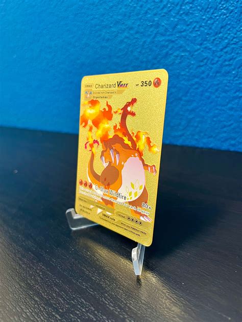 Charizard Vmax Custom Gold Metal Pokemon Card Etsy