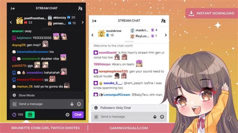 Brunette Chibi Emotes Pack GamingVisuals