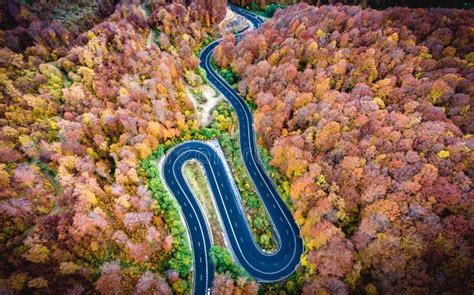 Calha Da Estrada De Enrolamento A Passagem De Montanha Da Floresta Ol