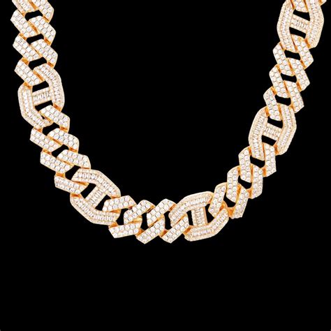 18mm Miami Cuban Iced Out Diamond Necklace Chain Icey Pyramid