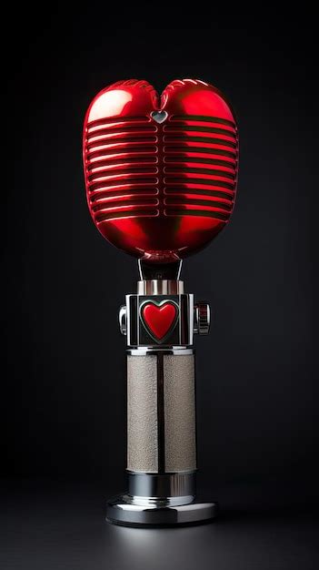 premium ai image  red microphone   heart