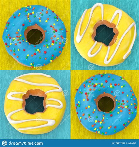 Four Iced doughnuts stock photo. Image of attractive - 174217290