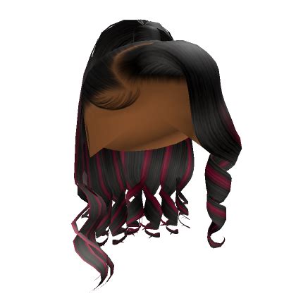 Curled Ponytail Black W Hot Pink Highlights Roblox