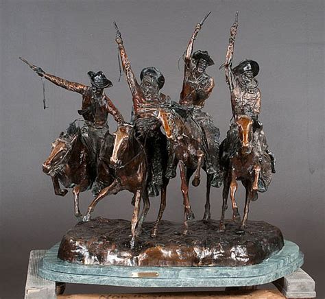 Western Bronze Sculpture Of Four Cowboys On Horseback Entitl