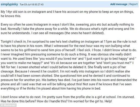 Mother Discovers Her Teen Son Pressured A Girl In To Sending NUDE Photos On Instagram Daily