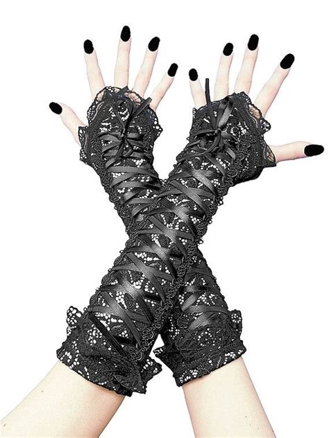 Long Fingerless Gloves Black Arm Warmers Gothic Burlesque Goth Etsy