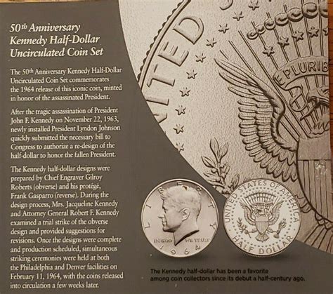 Th Anniversary Kennedy Half Dollar Uncirculated Coin Set For