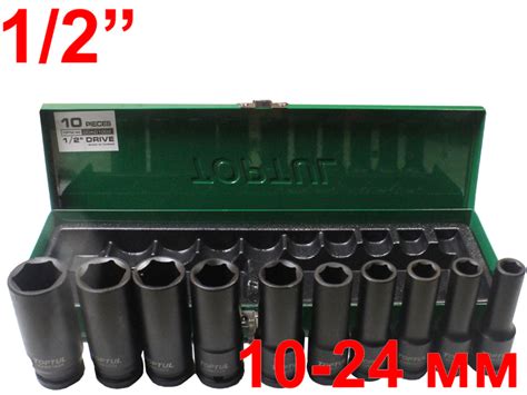 Ударные головки CrMo 1/2'' TopTul 10-24мм удлиненные купить в E-1