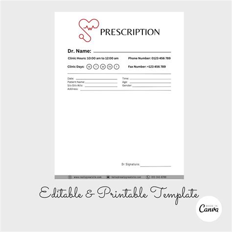 Blank Prescription Pad, Prescription Pad Template, Printable Prescription Page Page ...