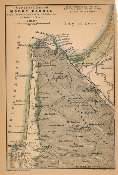 1906 Mount Carmel Israel Antique Map By Figure10 On Etsy