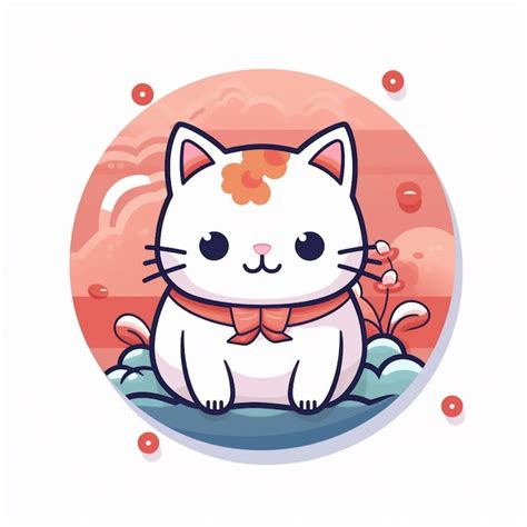 Premium Photo There Is A White Cat With A Red Bow Sitting On A Cloud