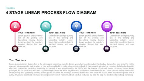 4 Stage Linear Process Flow Diagram For Powerpoint And Keynote Process