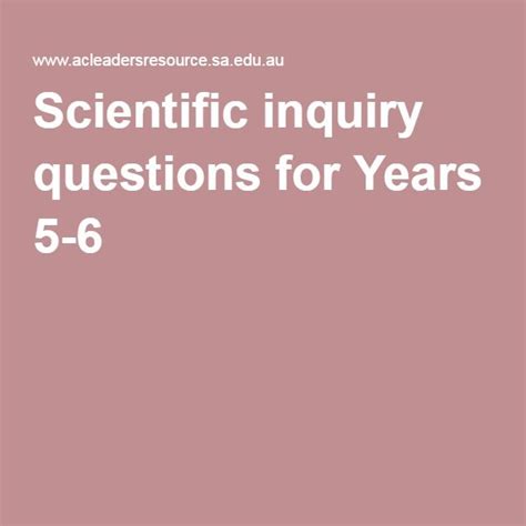 Scientific inquiry questions for Years 5-6 | Stem activities, Science ...