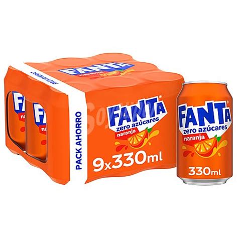 Fanta Fanta Refresco de naranja sin azúcares añadidos Pack de 9 latas